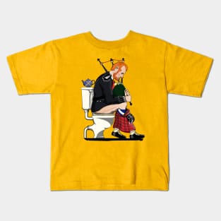 Scottish bagpipe player on the Toilet Kids T-Shirt